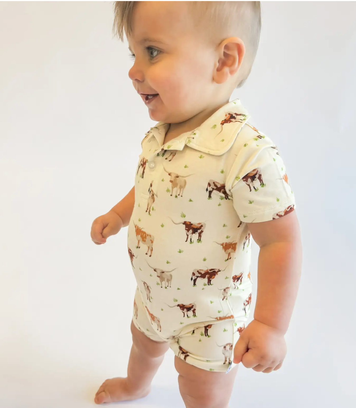 Longhorns Cows - SS Polo Romper