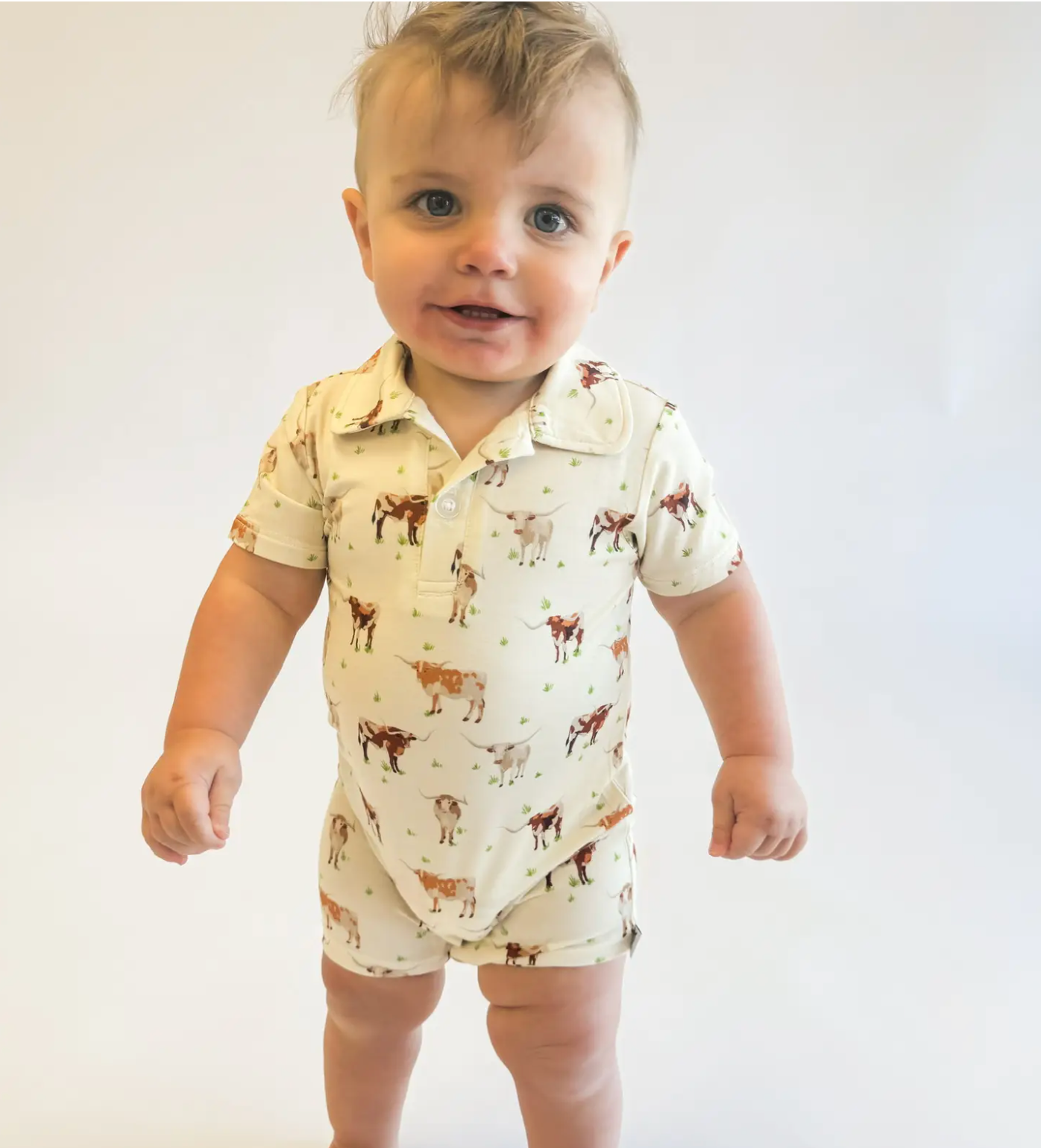 Longhorns Cows - SS Polo Romper