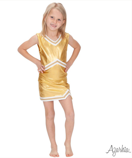 Azarhia Shimmer Cheer Suit in Gold Game Day