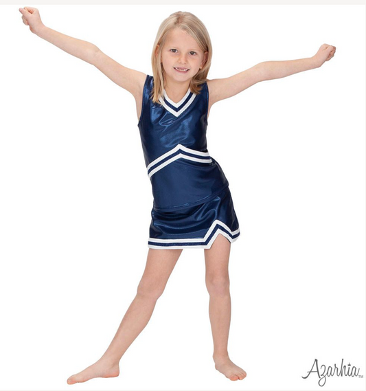 Azarhia Shimmer Cheer Suit in Navy Game Day