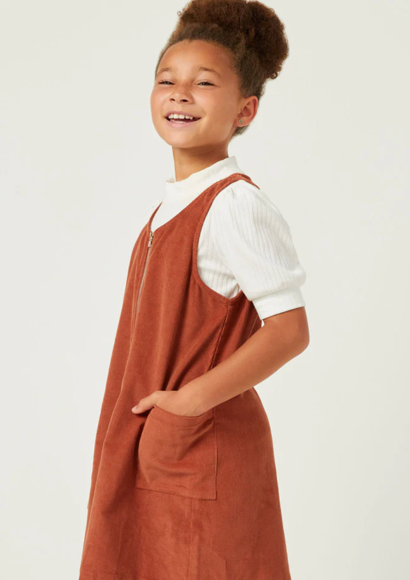 Hayden Girl Brick Zip Up Sleeveless Corduroy Dress