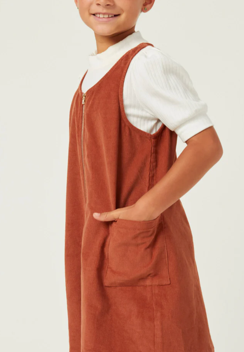 Hayden Girl Brick Zip Up Sleeveless Corduroy Dress