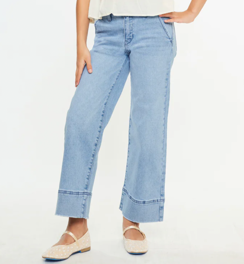 Kancan Girls 5-16 High Rise Cropped Wide Leg Jean