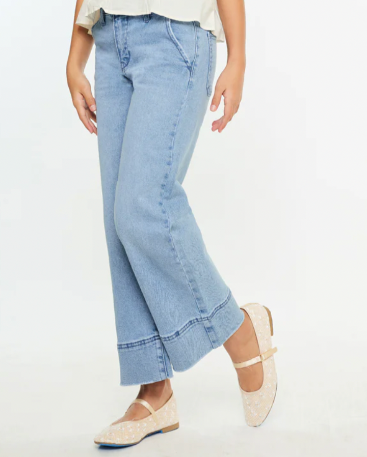 Kancan Girls 5-16 High Rise Cropped Wide Leg Jean