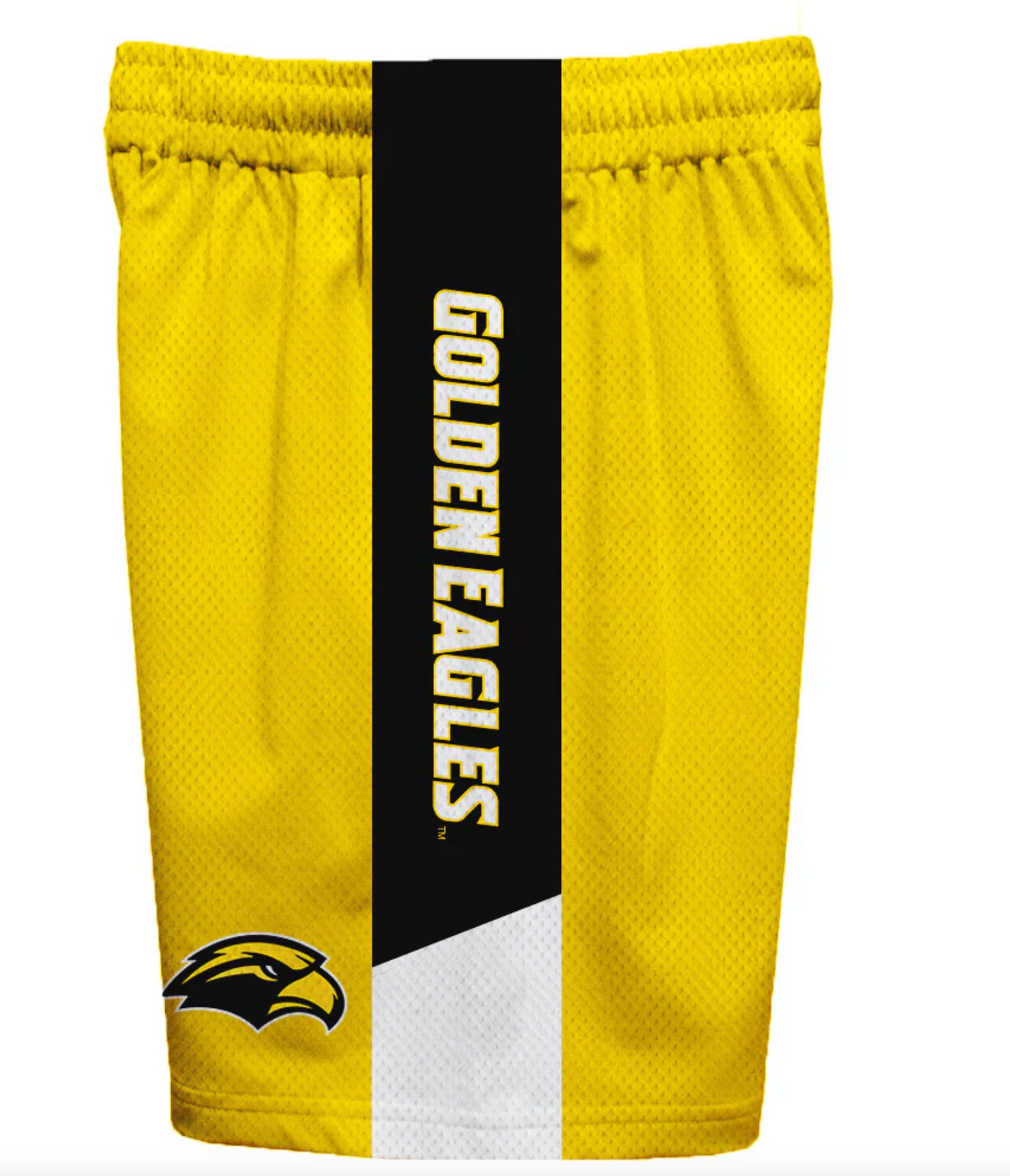 Southern Miss Golden Eagles Game Day Black Stripes Boys Solid Gold Athletic Mesh Short