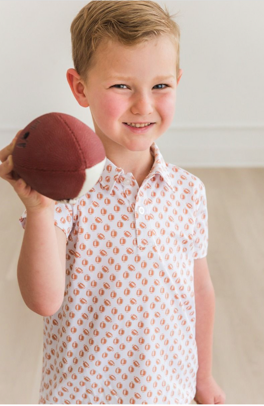 Football Frenzy Knit Short Sleeve Performance Polo