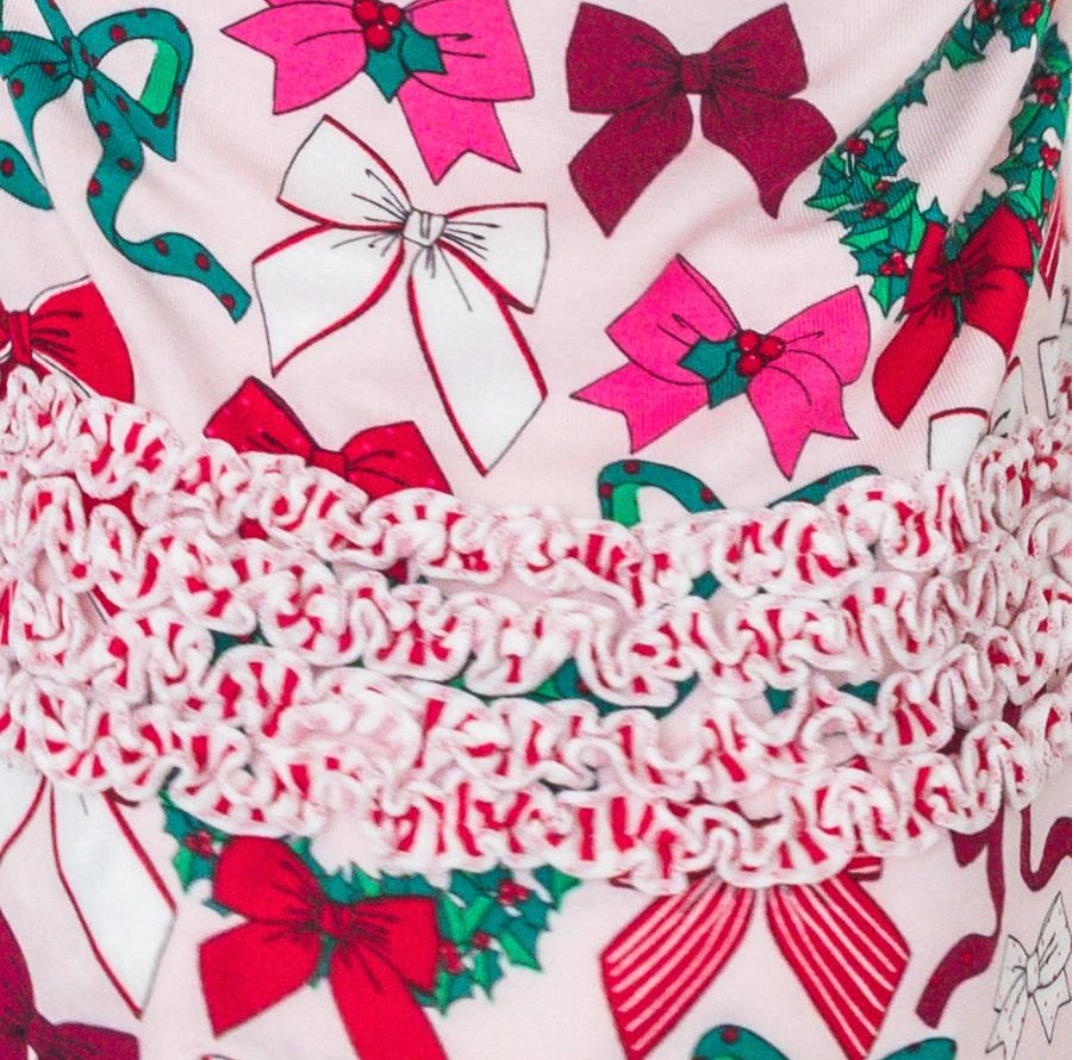Ruffle Butts Holly Bows L/S PJ Set