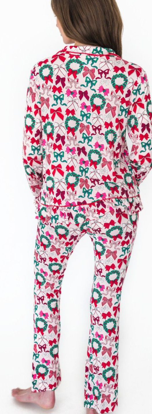 Ruffle Butts Holly Bows Women's Flare PJ Set