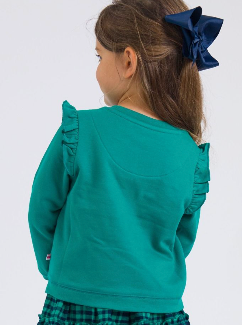Ruffle Butts Emerald Green Flutter Sweatshirt