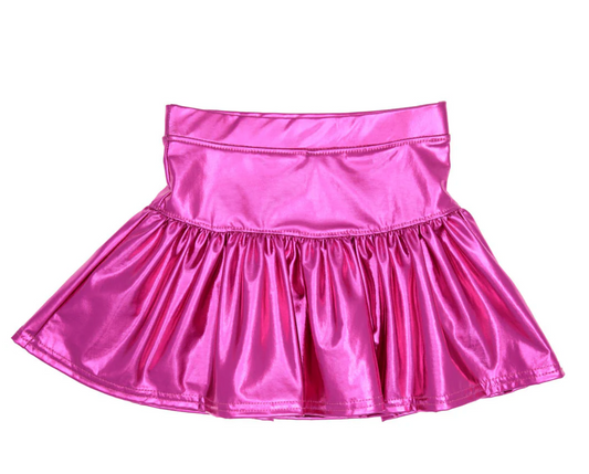 Azarhia Hot Pink Metallic Gathered Skort