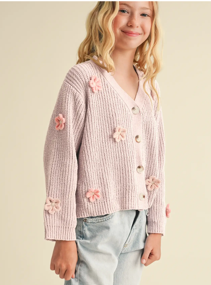 Heart & Arrow Cardigan w/3D Flower Crochet