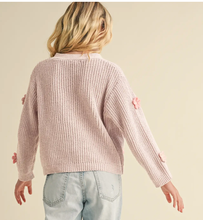 Heart & Arrow Cardigan w/3D Flower Crochet