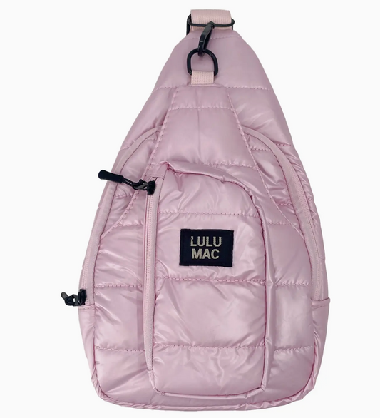 Lulu Mac Puffer Metallic Sling Bag - Rose Gold