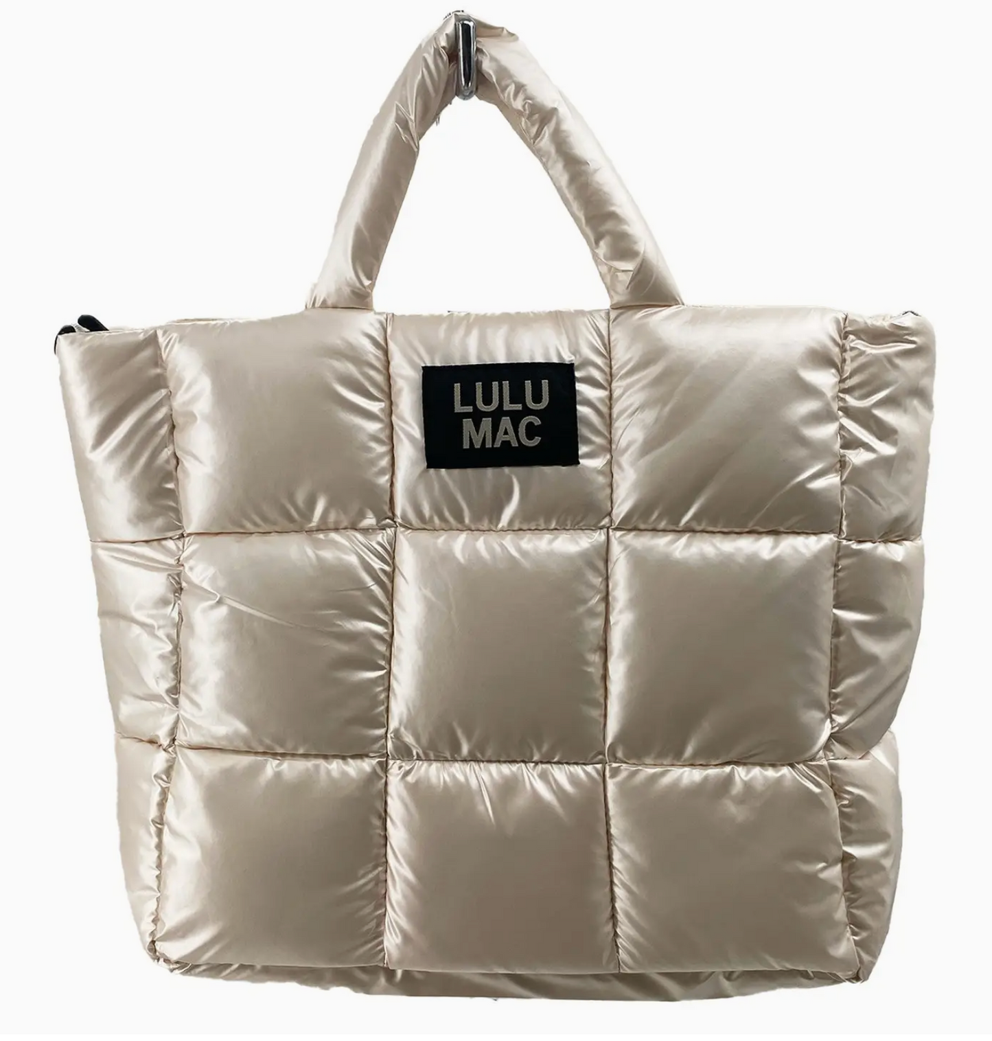 LULU MAC Large Puffer Metallic Handbag- Off-White