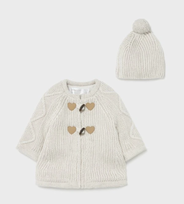 Mayoral Coat w/Zipper & Hat in Milk