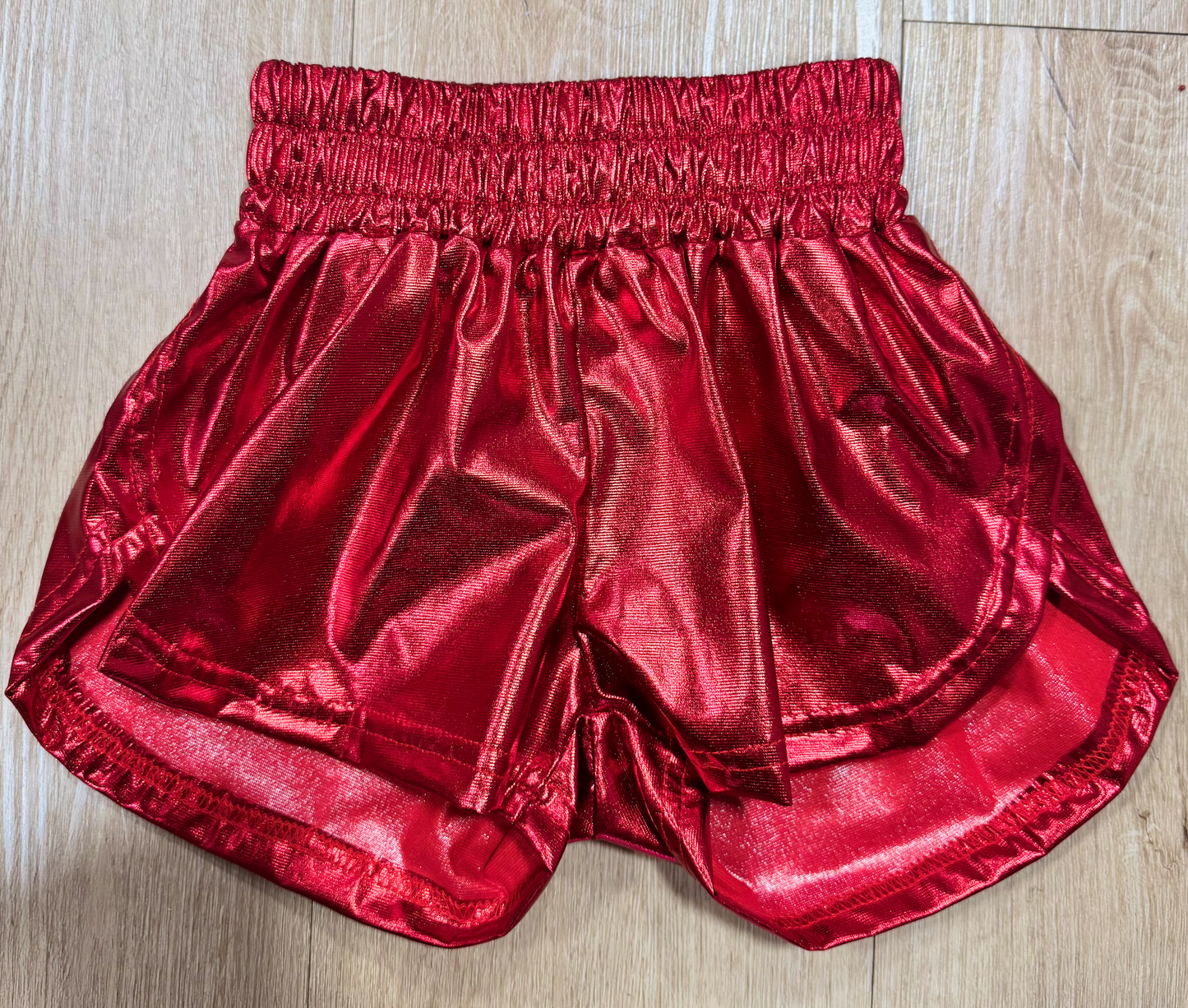 Belle Cher Red Metallic Shorts