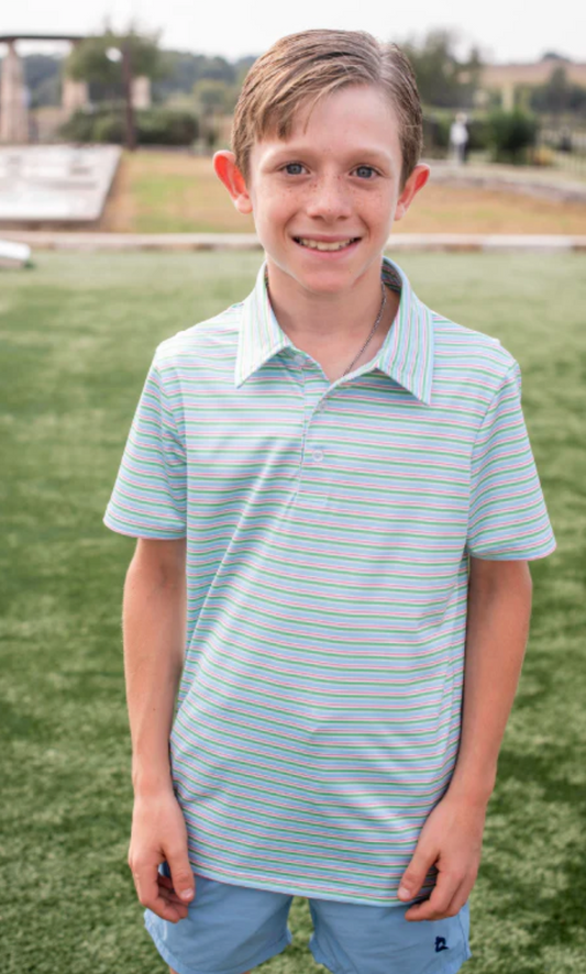 Blue Quail Sherbet Stripe Polo SS Shirt