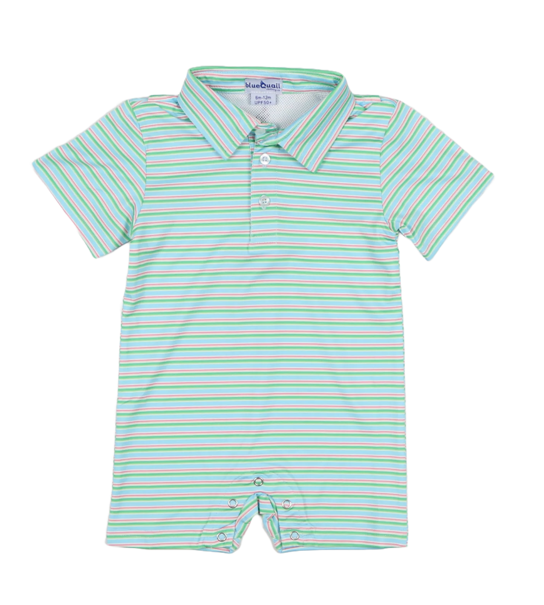 Blue Quail Sherbet Stripe Polo SS Romper