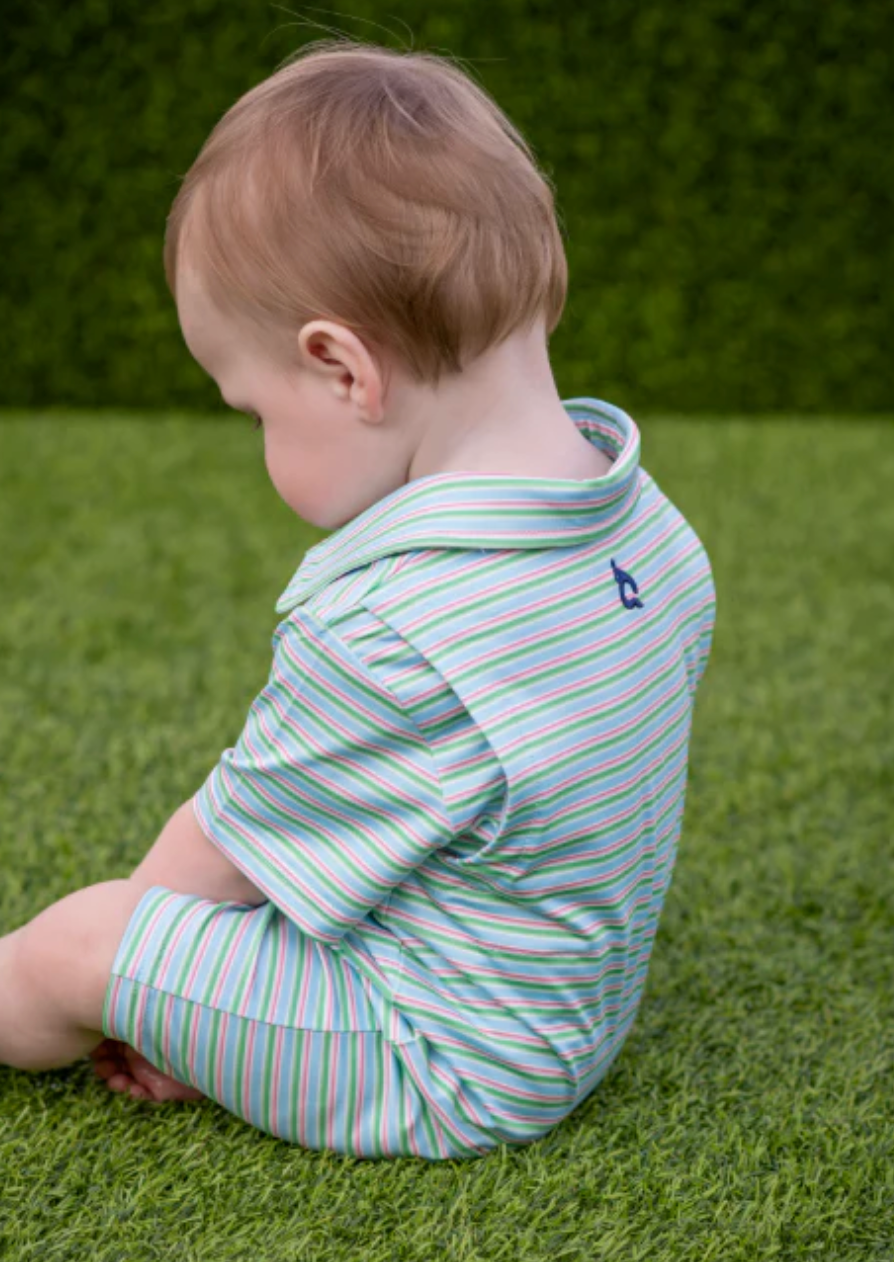 Blue Quail Sherbet Stripe Polo SS Romper