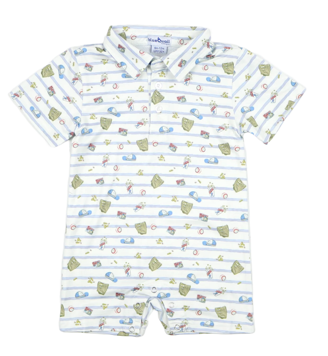 Blue Quail 7th Inning Stretch Polo SS Romper