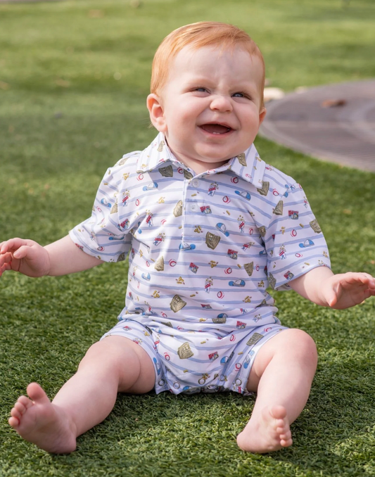 Blue Quail 7th Inning Stretch Polo SS Romper