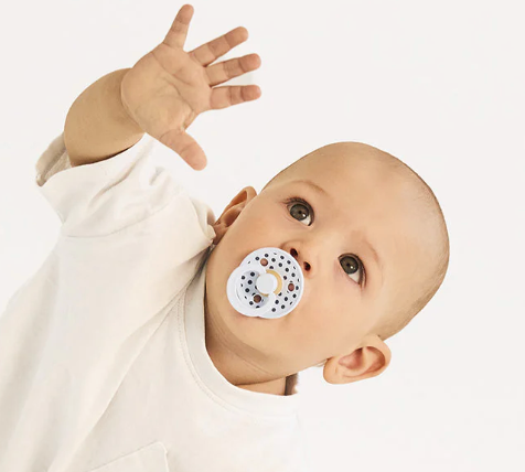 BIBS STUDIO  Colour Pacifiers 2 Pack Polka - Baby Blue/Steel Blue