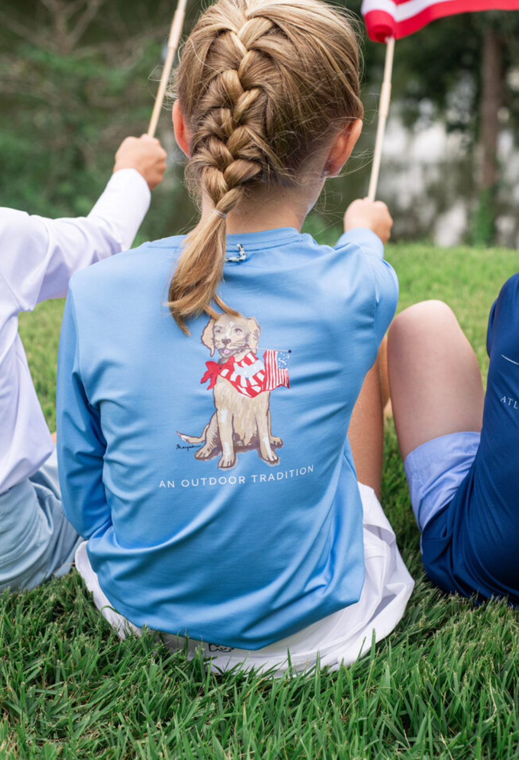 Prodoh Long Sleeve Pro Performance Marina Blue Dog w/Flag