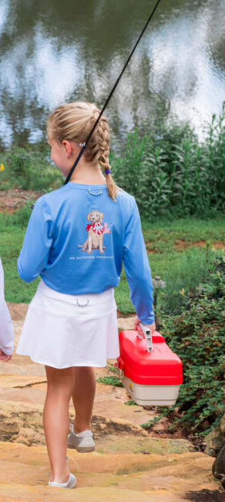 Prodoh Long Sleeve Pro Performance Marina Blue Dog w/Flag