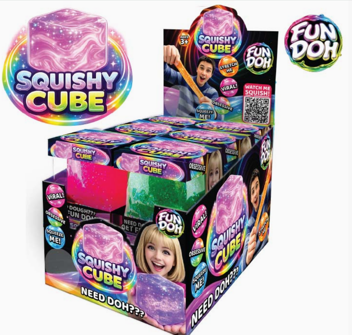 Fun Doh Squish & Squeeze Sparkle Cube