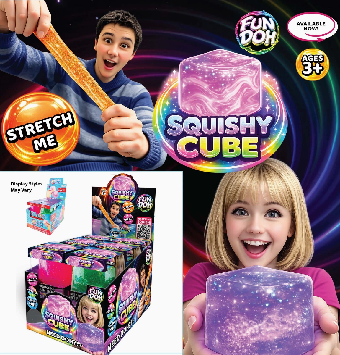 Fun Doh Squish & Squeeze Sparkle Cube