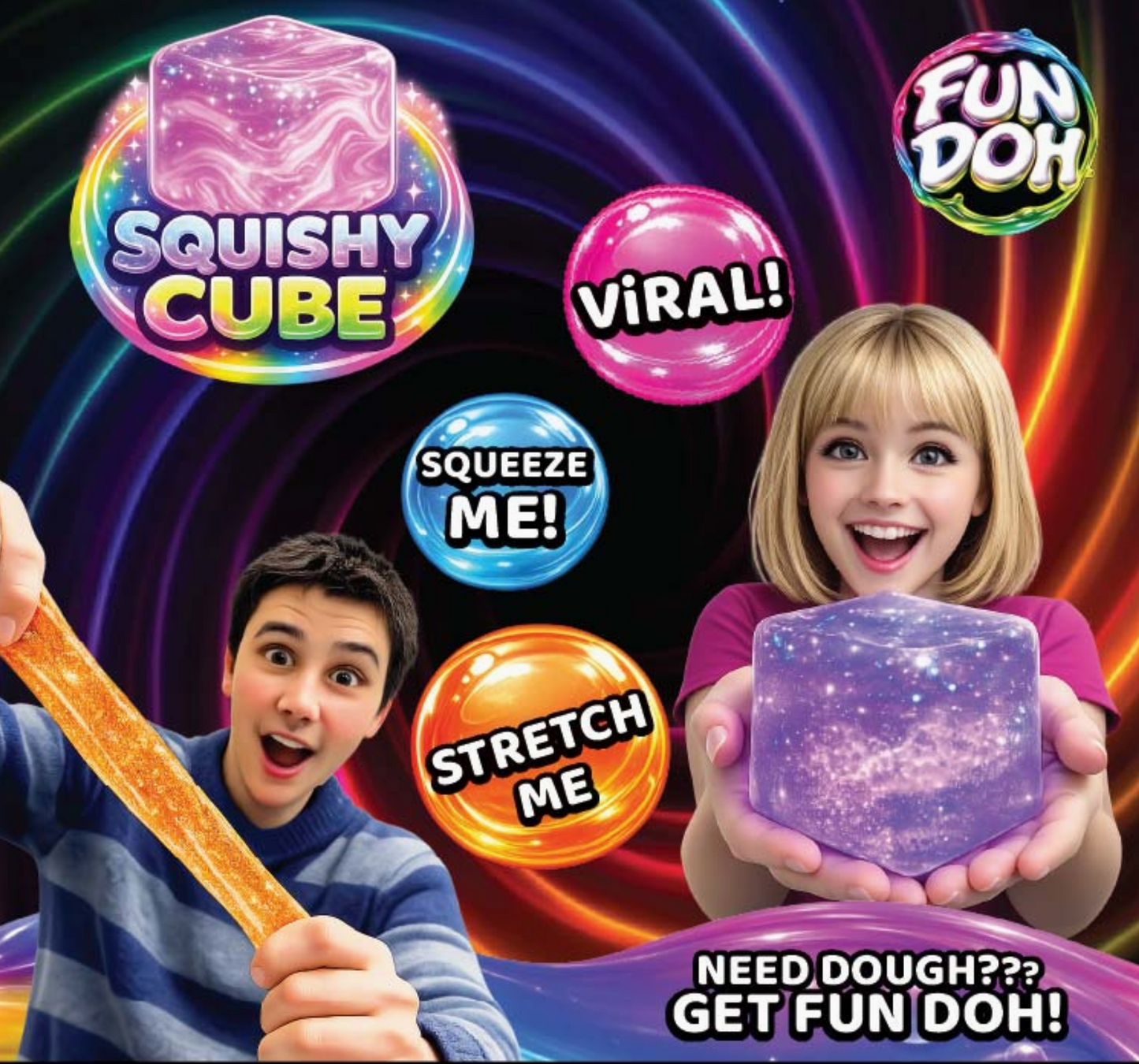 Fun Doh Squish & Squeeze Sparkle Cube