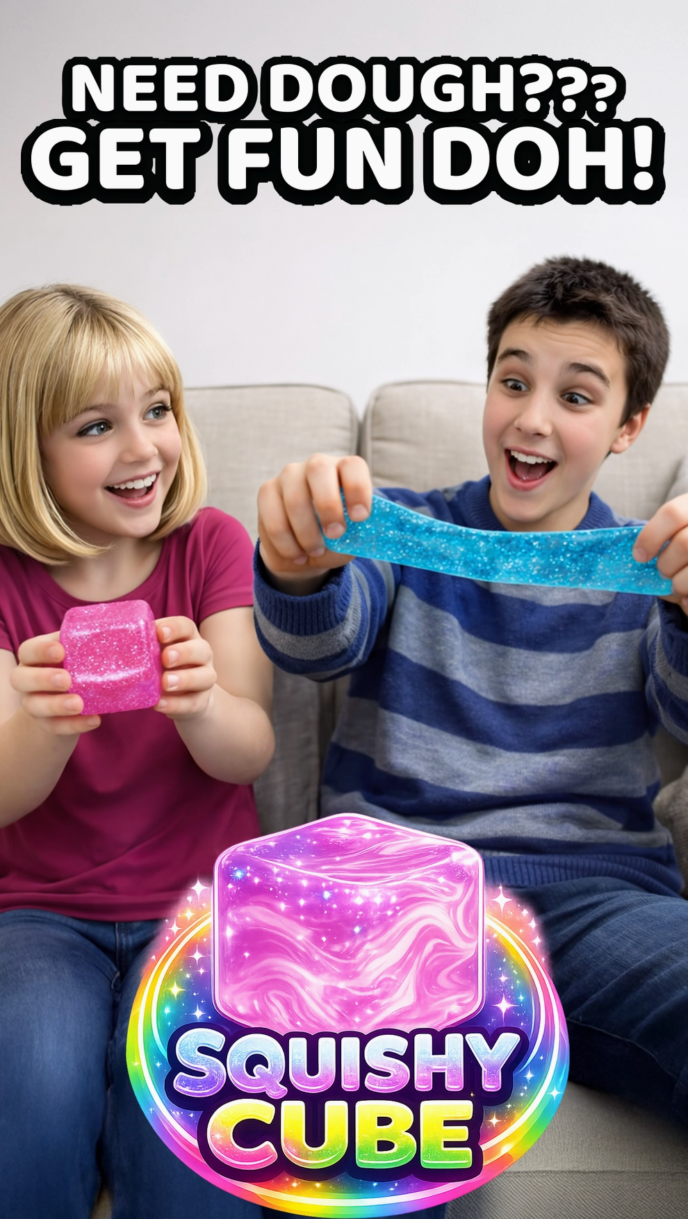 Fun Doh Squish & Squeeze Sparkle Cube