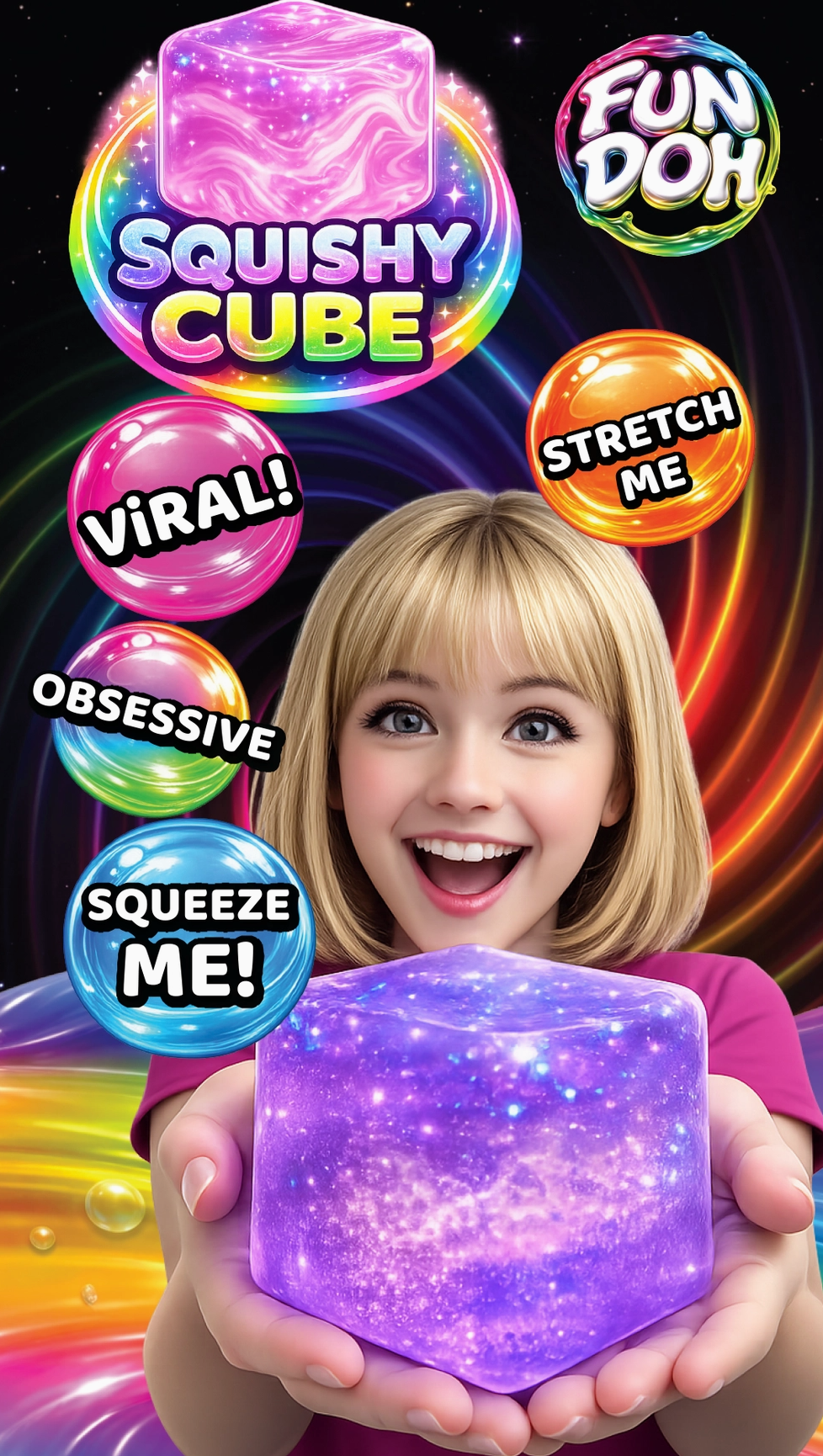 Fun Doh Squish & Squeeze Sparkle Cube