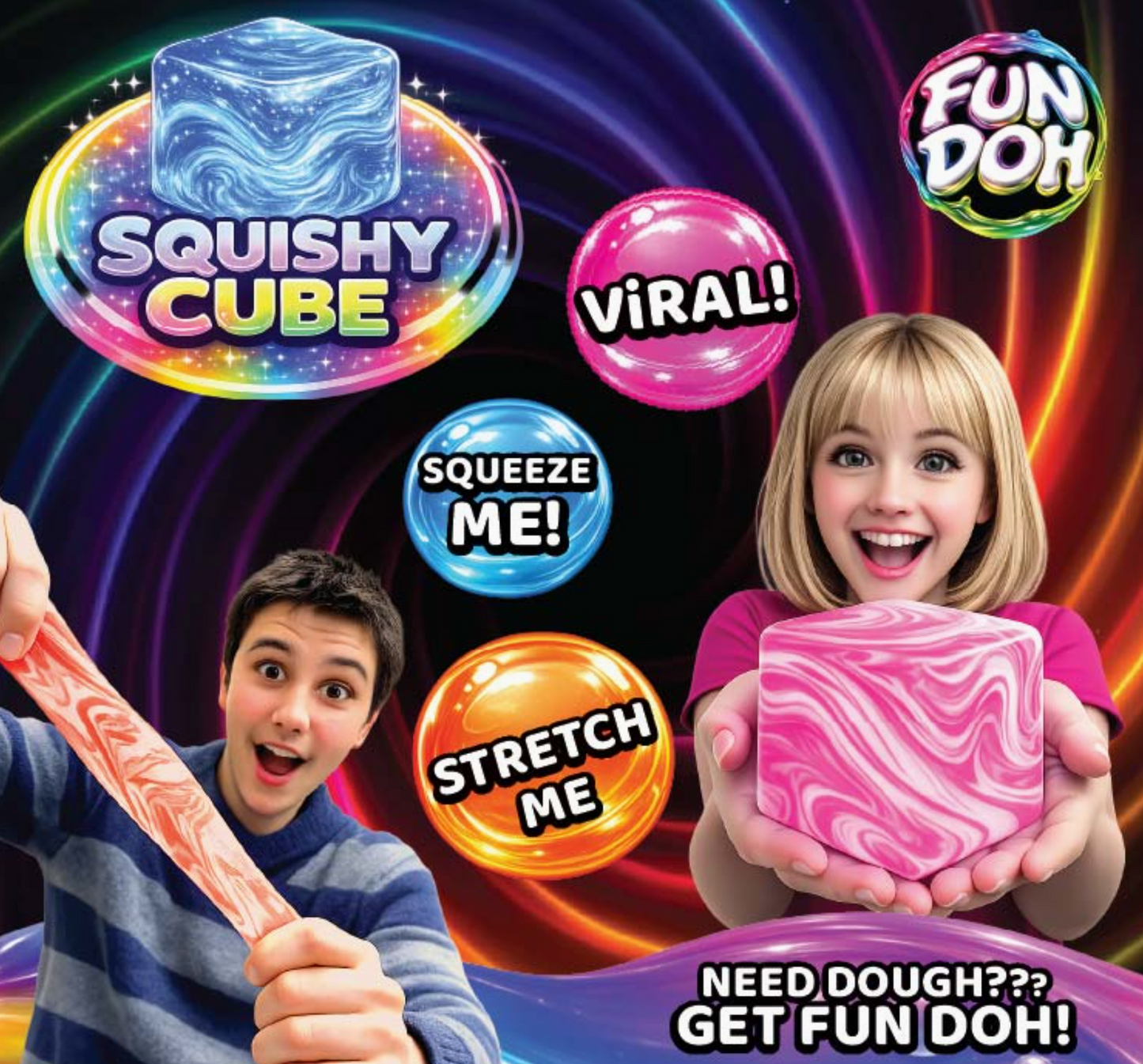 Fun Doh Swirl Squishy Cube