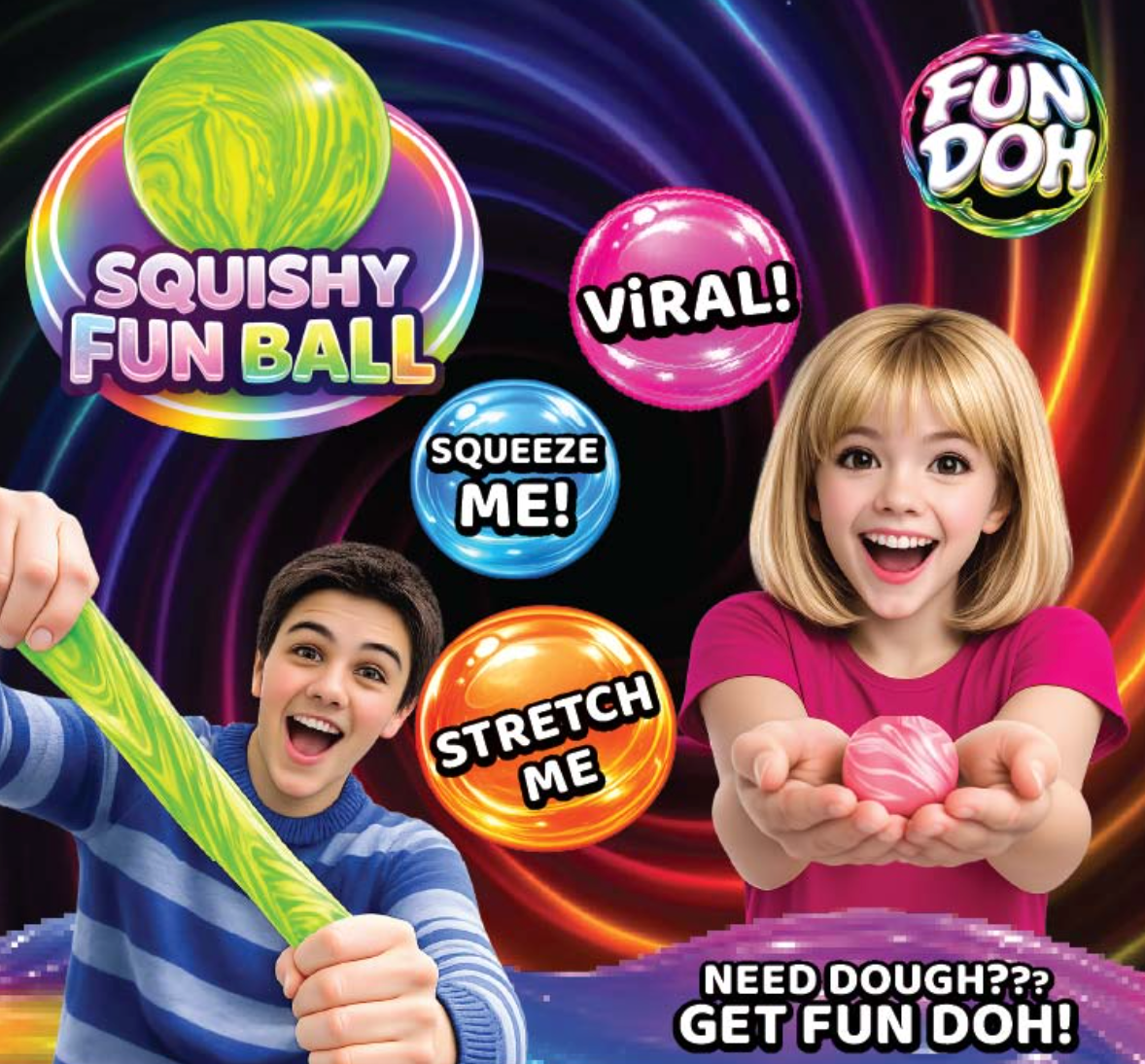 Fun Doh Squish and Squeeze Slow Release Squishy Fun Ball Toy