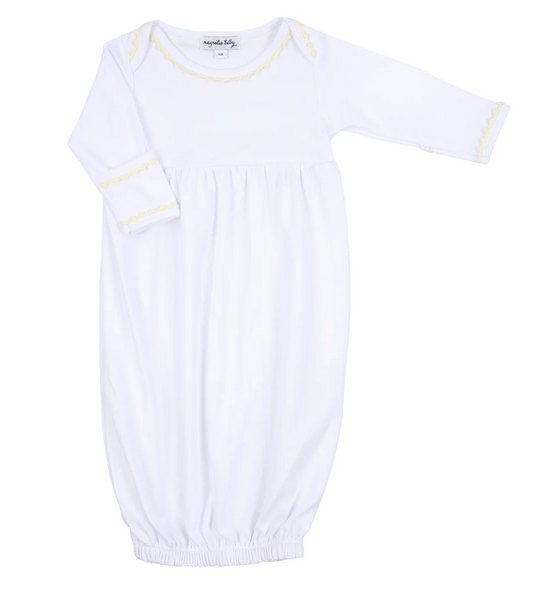 Magnolia Baby Baby Joy  Crochet Trim Gown - Yellow