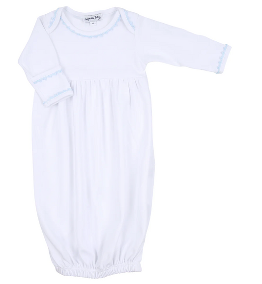 Magnolia Baby Baby Joy Crochet Trim Gown - Blue