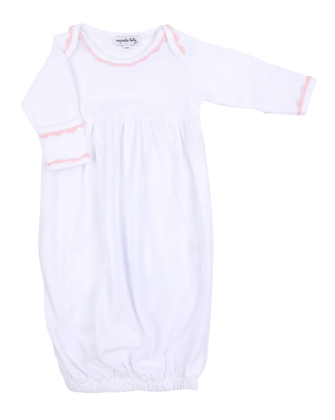 Magnolia Baby Baby Joy Crochet Trim Gown - Pink