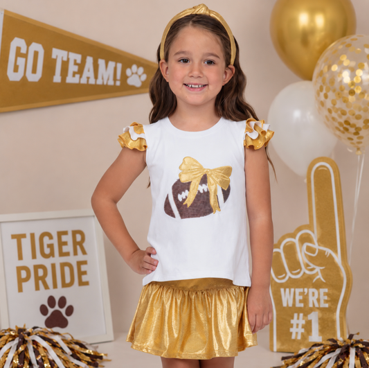 Azarhia Sequin Football Ruffle Sleeve - Gold