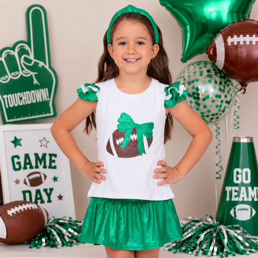 Azarhia Sequin Football Ruffle Sleeve - Green