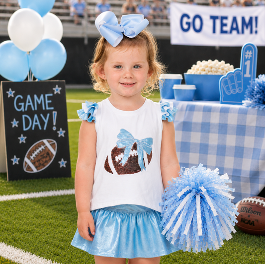 Azarhia Sequin Football Ruffle Sleeve - Lt BLue