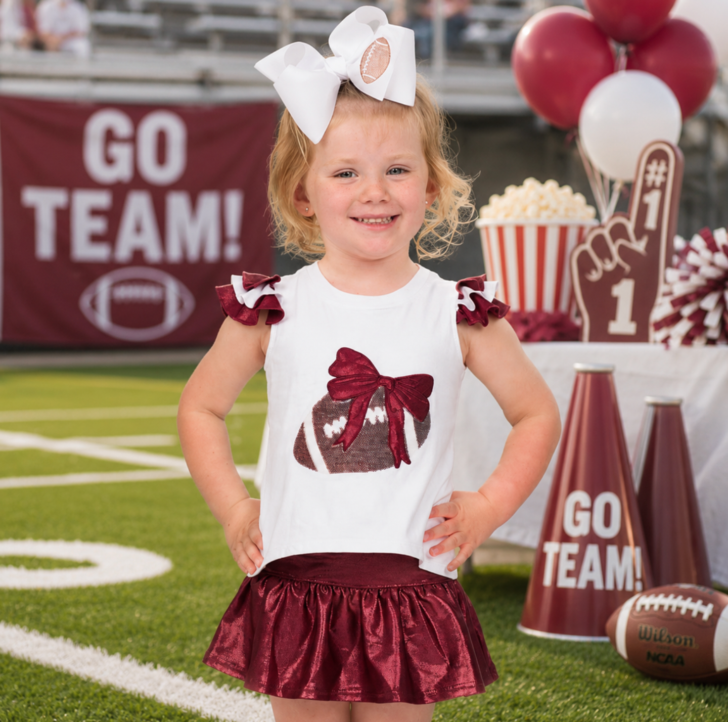 Azarhia Sequin Football Ruffle Sleeve - Maroon