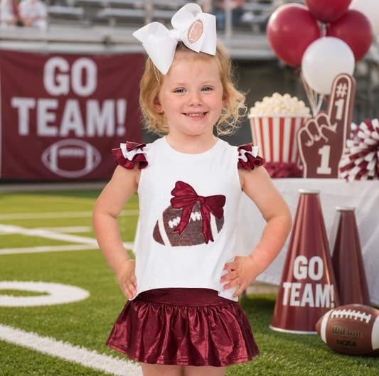 Azarhia Sequin Football Ruffle Sleeve - Maroon
