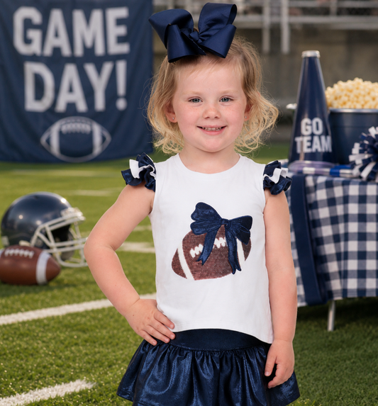 Azarhia Sequin Football Ruffle Sleeve - Navy