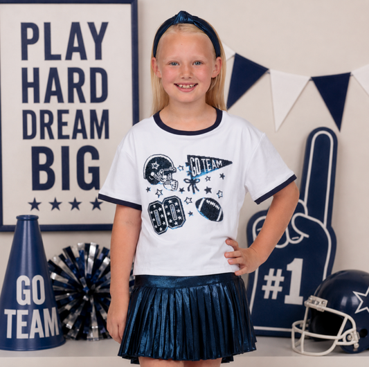 Azarhia Sequin Football Elements Tee - Navy