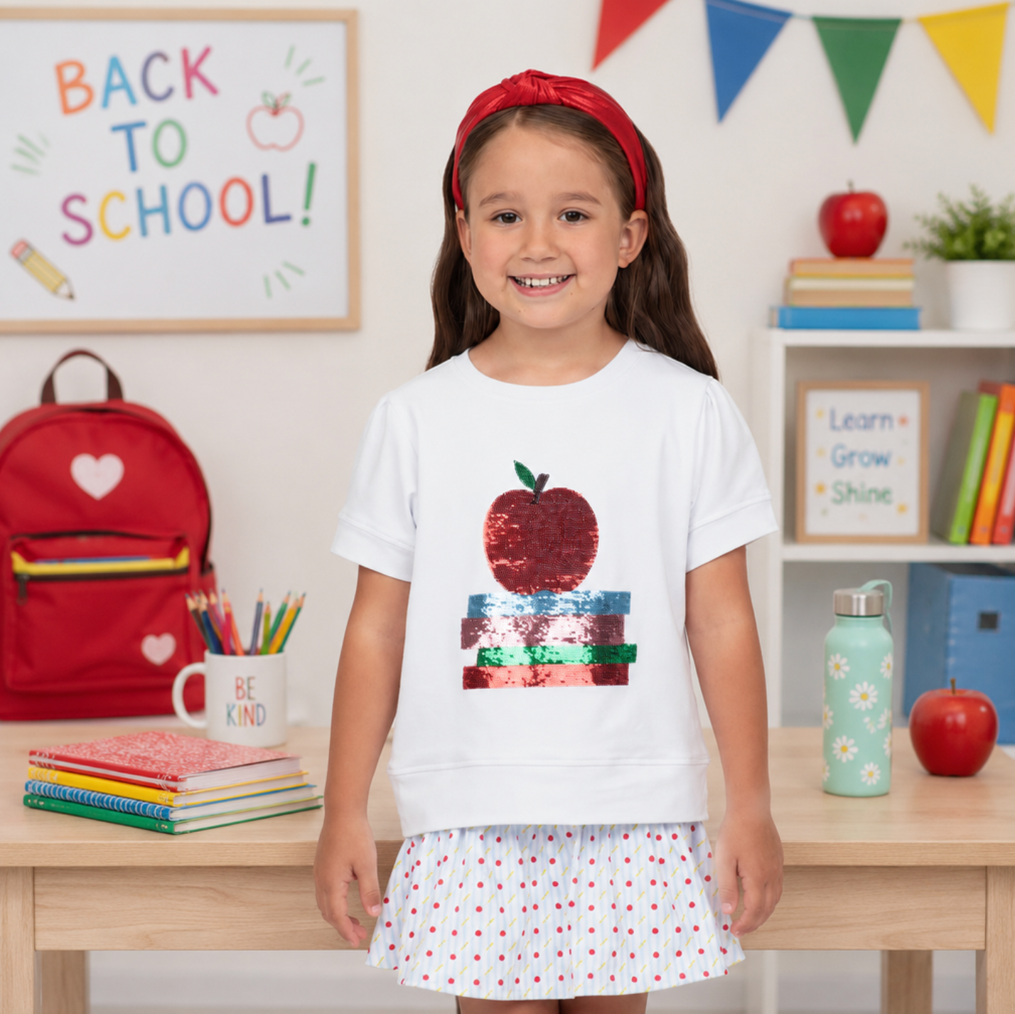 Azarhia Sequin Apple White SS Holly Sweatshirt