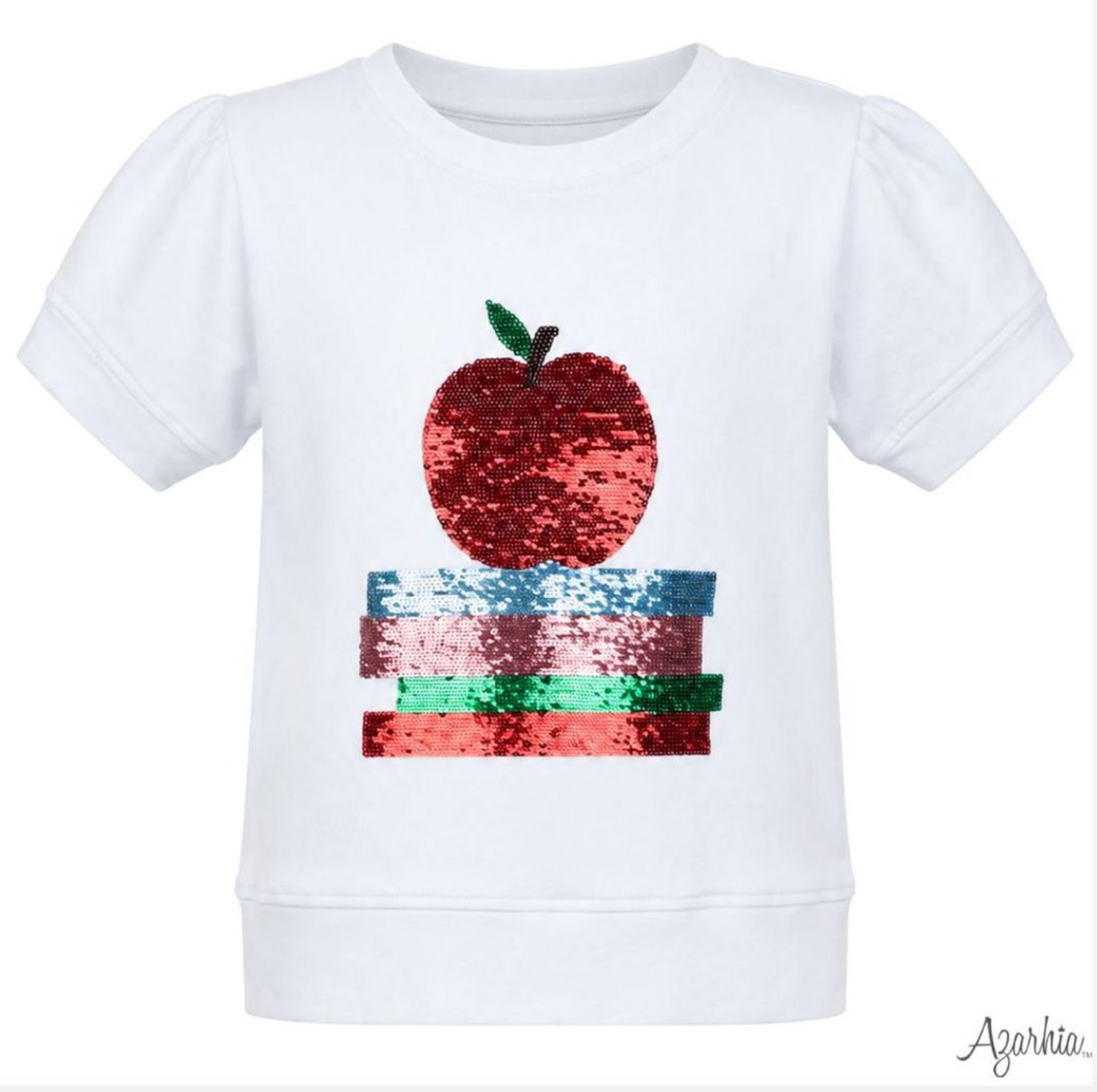 Azarhia Sequin Apple White SS Holly Sweatshirt