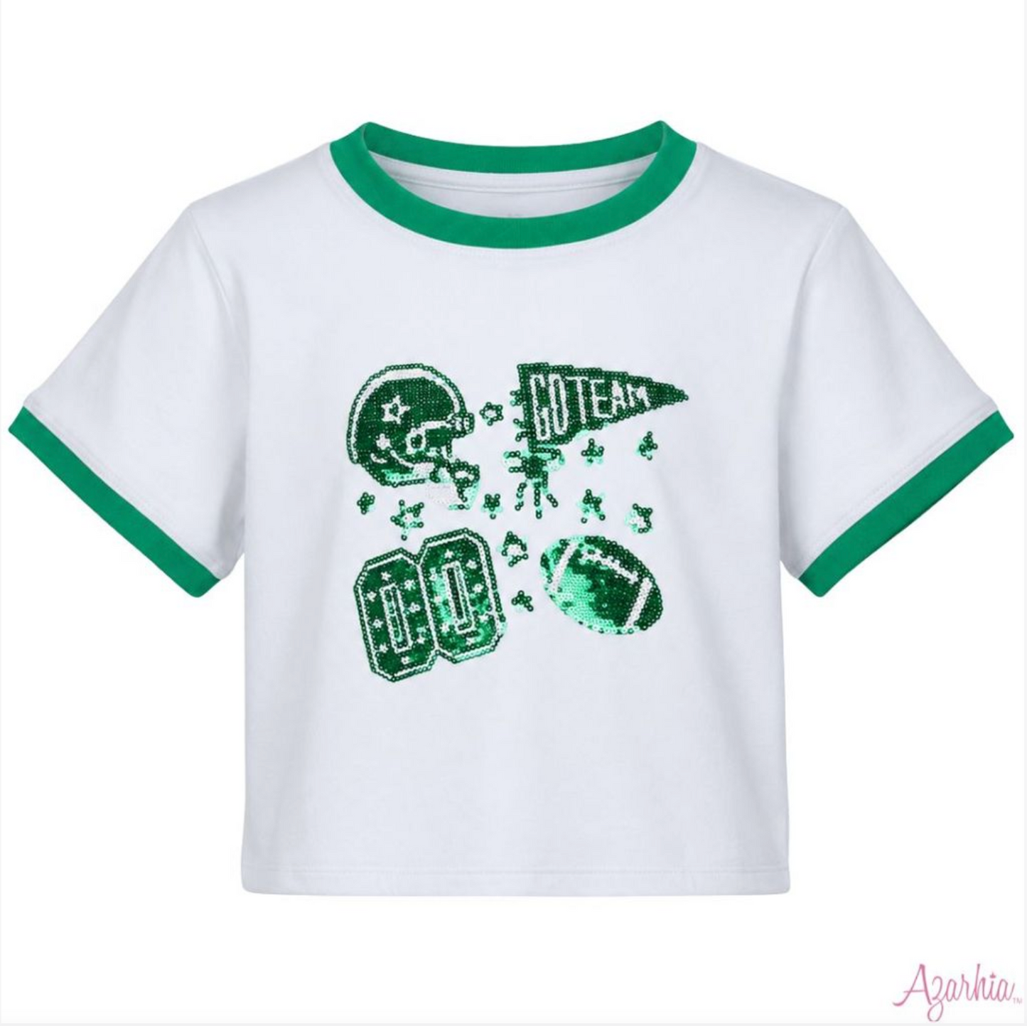 Azarhia Sequin Football Elements Tee - Green