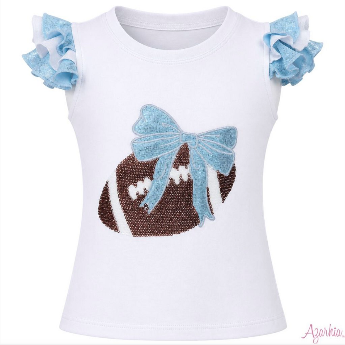 Azarhia Sequin Football Ruffle Sleeve - Lt BLue