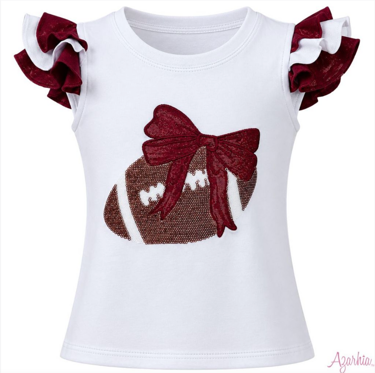 Azarhia Sequin Football Ruffle Sleeve - Maroon